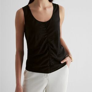 Express Black Ruched Sleeveless Tank Top | Scoop Neck | Extra Small